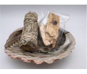 Reinigingsset Abalone schelp Palo Santo - Witte Salie