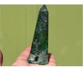 Malacolla - Chrysocolla met Malachiet obelisk punt uit Peru