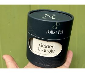 Pottie Pot kaars, Golden Triangel Amethist Bergkristal Rozenkwarts 