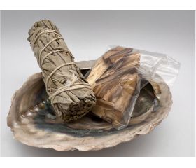 Reinigingsset Abalone schelp Palo Santo - Witte Salie
